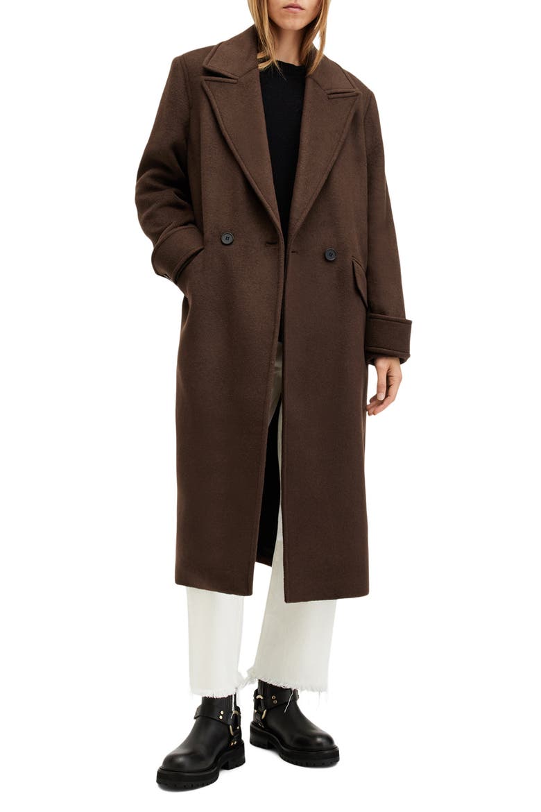 Mabel Double Breasted Coat, Main, color, SUGAR BROWN