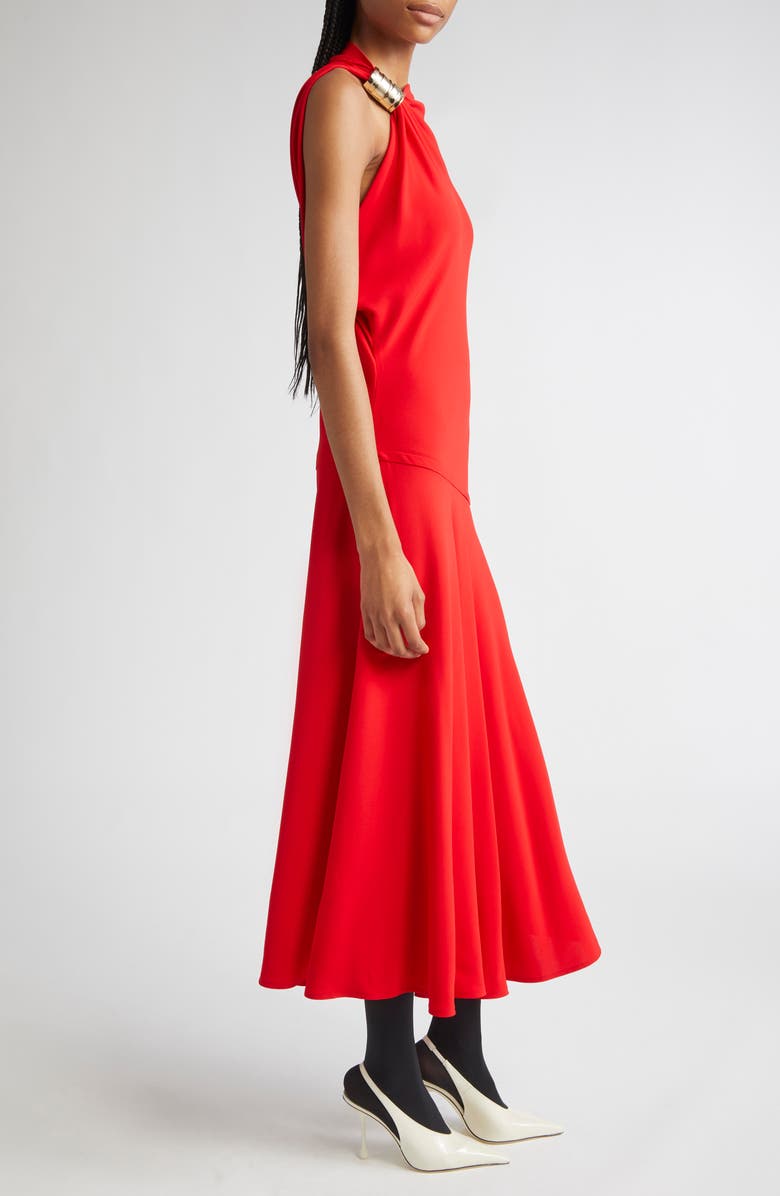 Proenza Schouler Rue Asymmetric Matte Crepe Dress, Alternate, color, Red