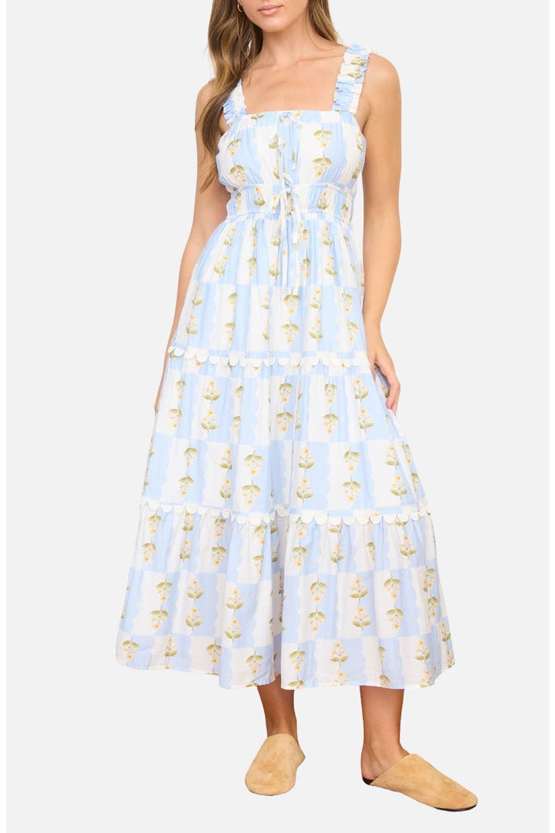 Tiered Midi Dress, Main, color, BLUE MULTI
