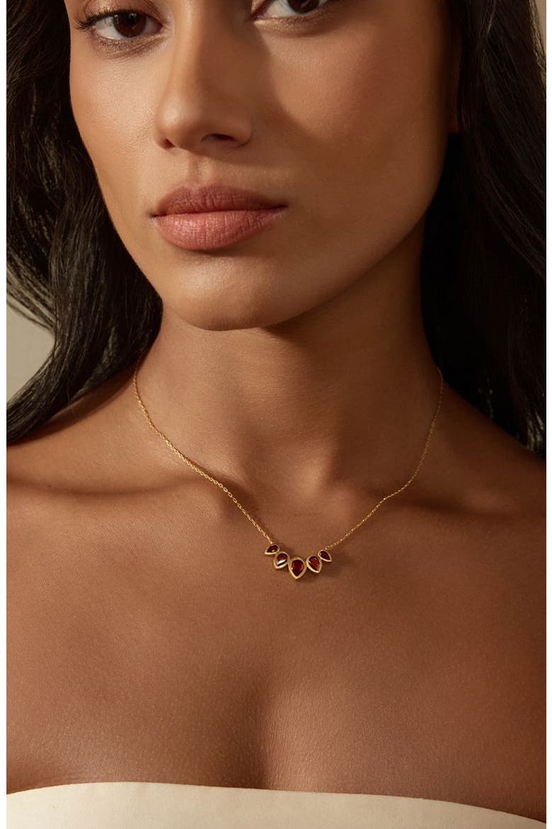 Ignite Strength Garnet Petal Necklace, Alternate, color, Red