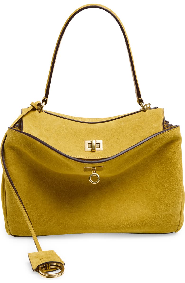 Balenciaga Rodeo Suede Top Handle Bag, Main, color, 7016 Curry