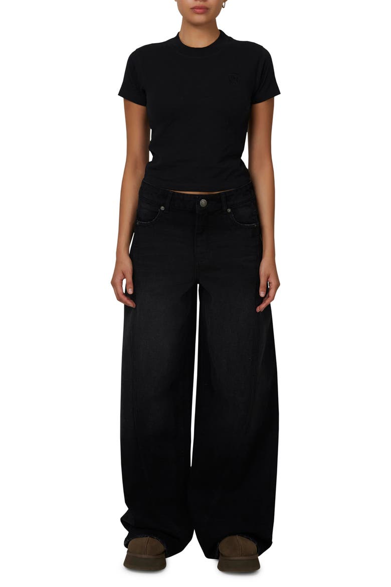 Baggy Vintage Wash  Seam Denim Jeans, Alternate, color, Black