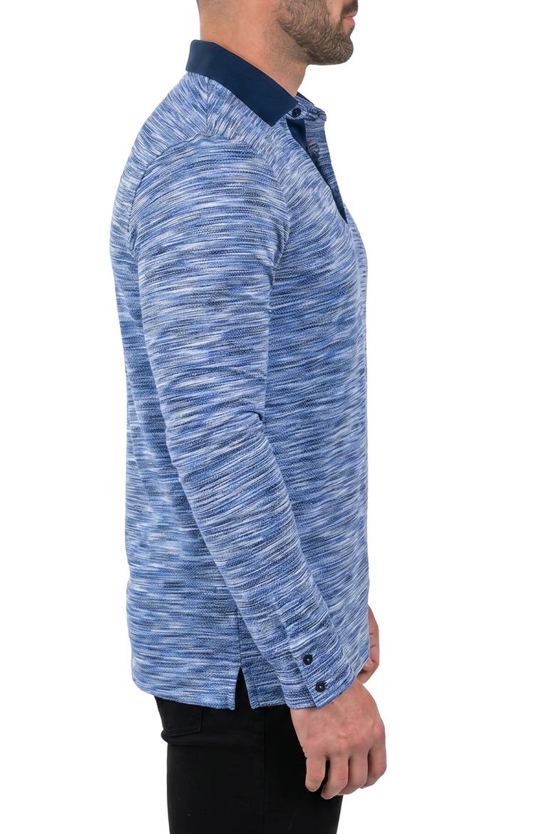 Unknown Long Sleeve Cotton Polo, Alternate, color, BLUE