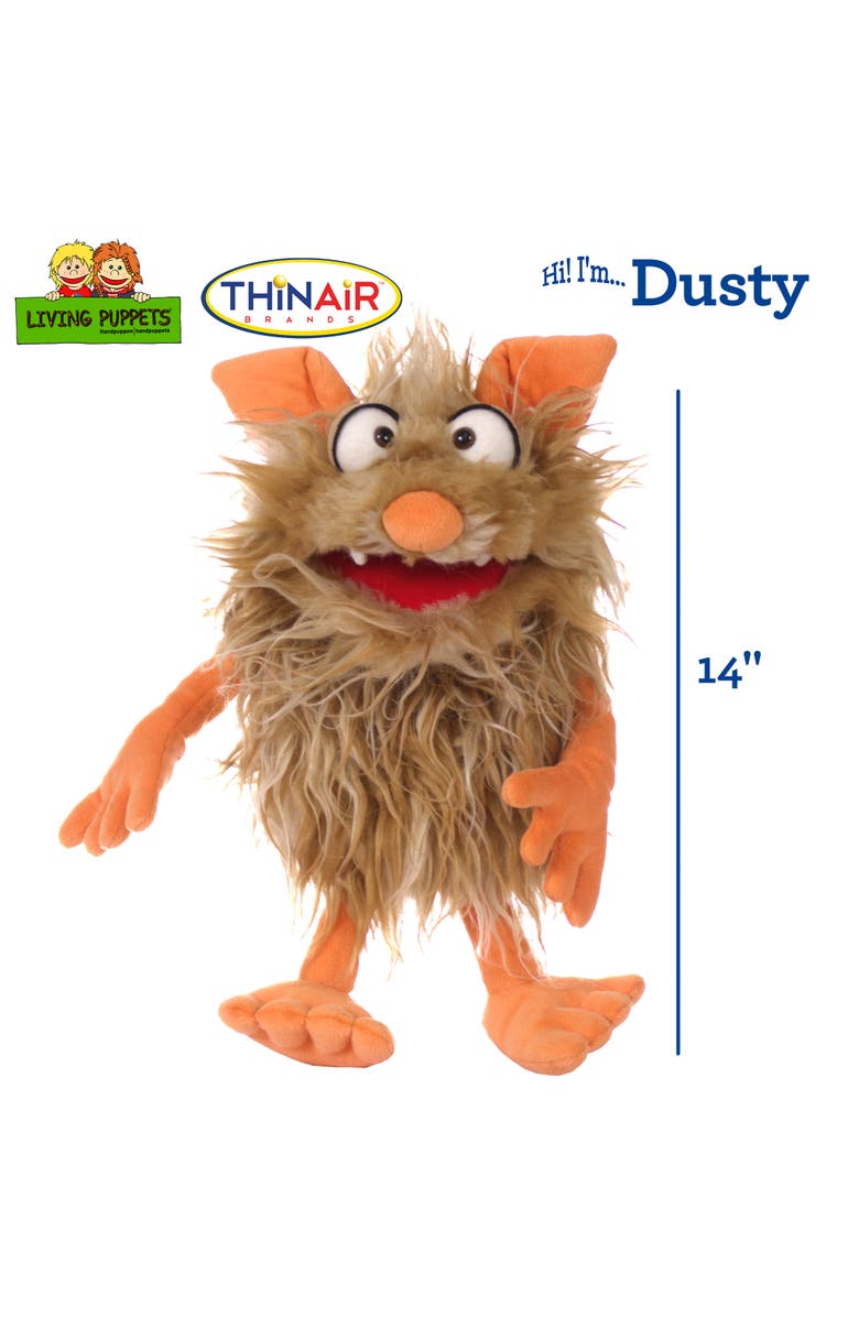 Living Puppets Dusty The Friendly Monster 14"Plush Hand Puppet, Handmade, Alternate, color, Multicolored