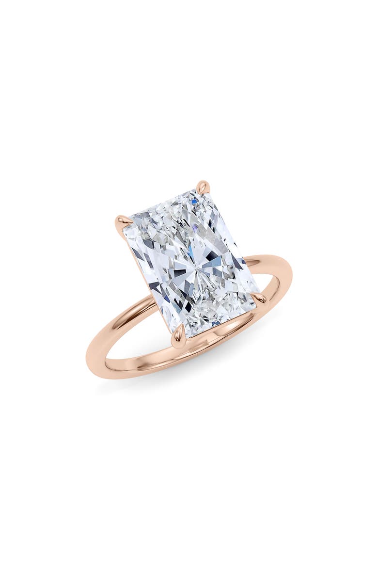 Radiant Cut Lab Created Diamond Ring, Main, color, 18K ROSE GOLD
