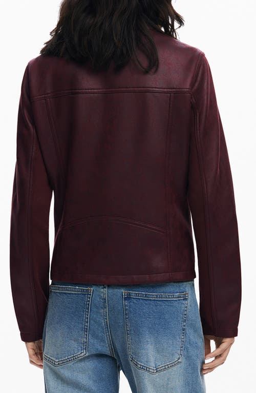 Desigual Faux Leather Jacket In Purple
