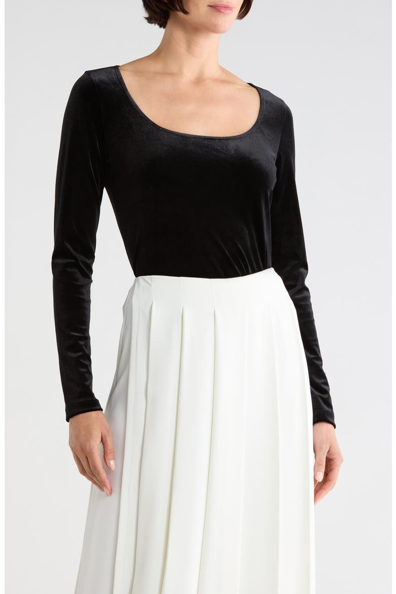 Jelena Velvet U-Neck Top, Main, color, BLACK