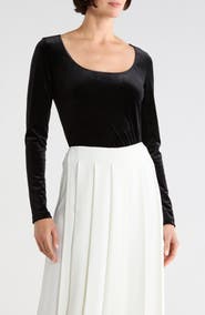 L'AGENCE Jelena Velvet U-Neck Top