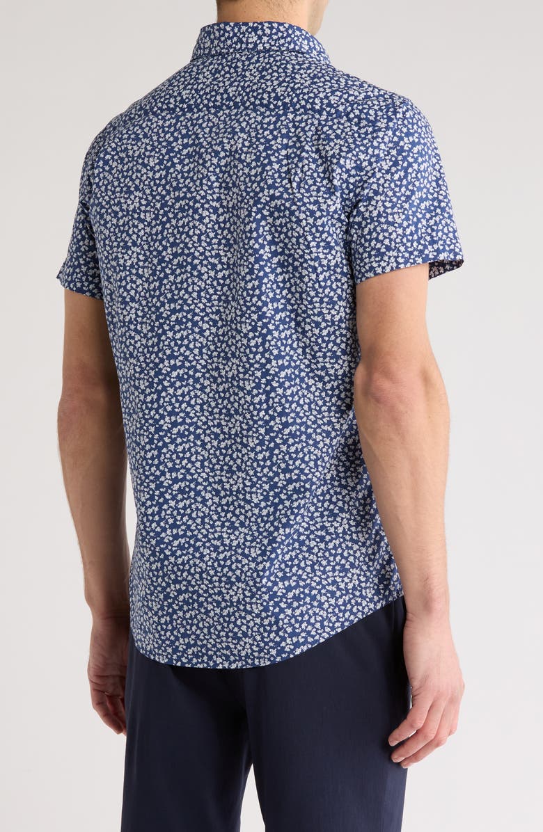 Rodd & Gunn Thatcher Crescent Trim Fit Short Sleeve Button-Up Shirt, Alternate, color, Navy