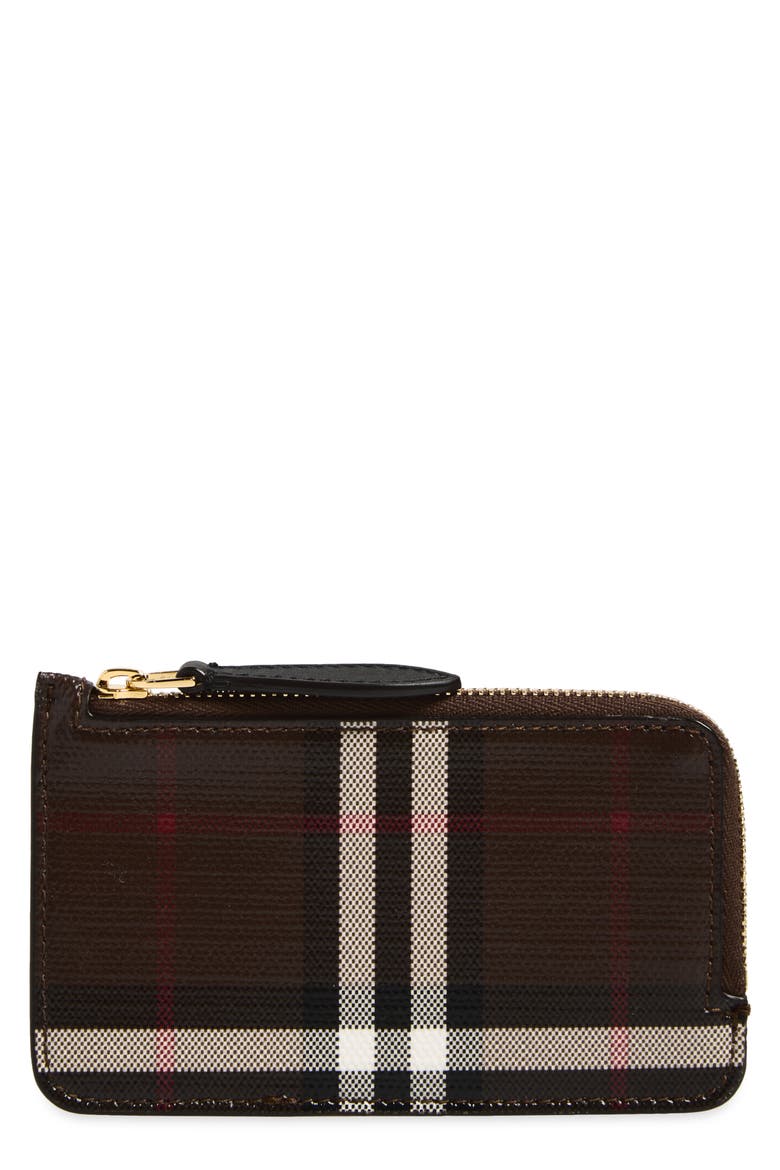 Somerset Half Zip Coated Canvas & Leather Wallet, Main, color, CHOCOLATE BROWN