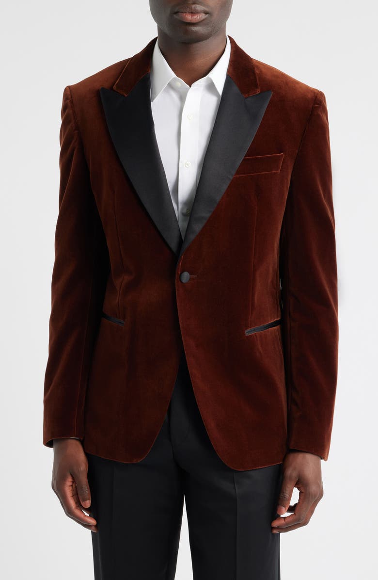 BOSS Hutson Cotton Velvet Dinner Jacket, Main, color, Dark Orange