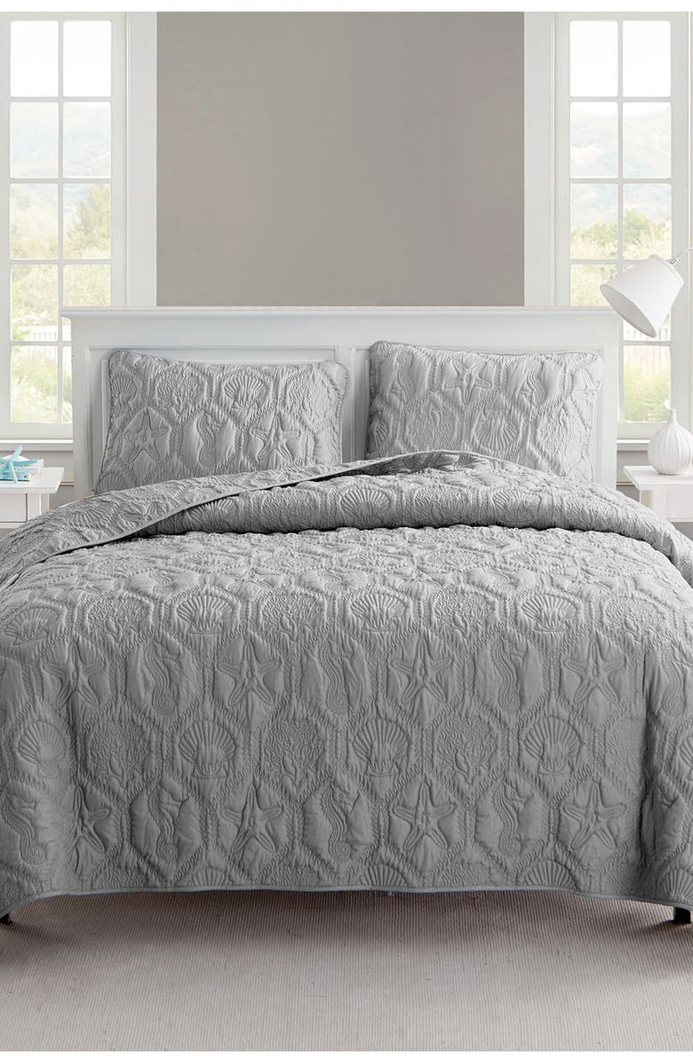 VCNY HOME Shore Embossed Quilt Set - Queen, Alternate, color, Grey