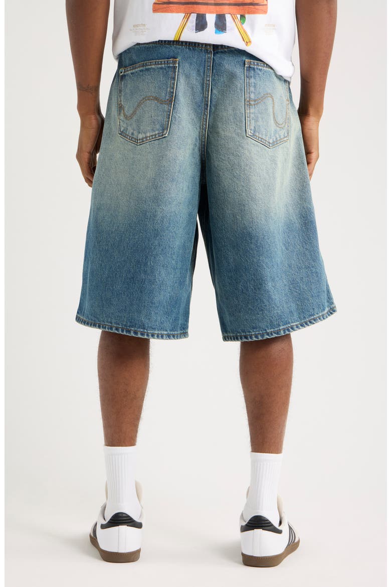 Orange Cotton Denim Shorts, Alternate, color, LEMON TART