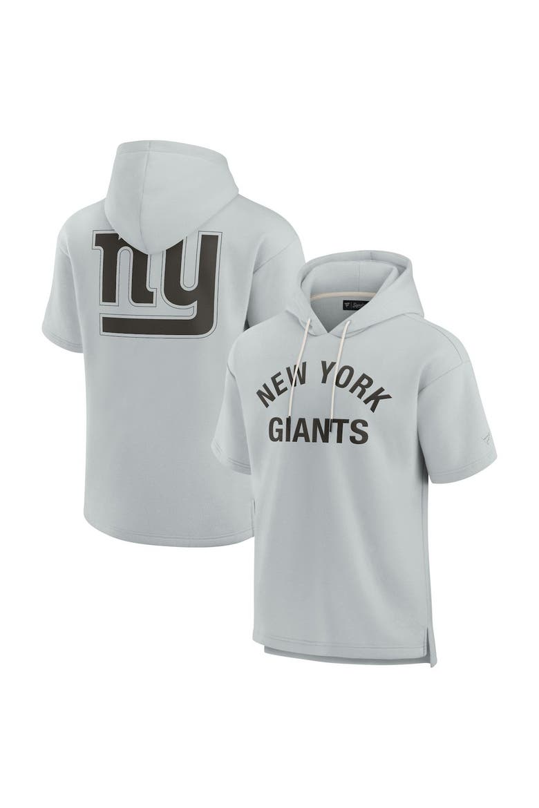 Unisex Fanatics Signature Gray New York Giants Super Soft Fleece Short Sleeve Hoodie, Main, color, Gray