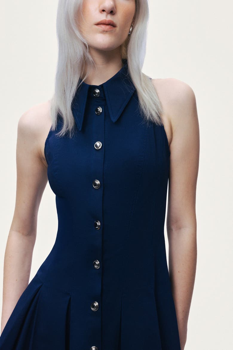 Sleeveless Pleated Mini Dress, Alternate, color, Navy