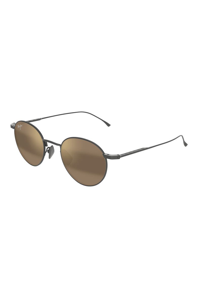 Kaapeha 48mm Small PolarizedPlus2® Round Sunglasses, Alternate, color, MATTE DARK RUTHENIUM/ BRONZE