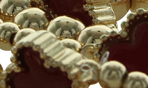 Olivia Welles Set Of 5 Clover Beaded Stackable Bracelets In Gold