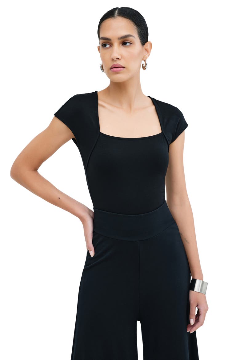 Kiana Square Neck Top, Alternate, color, BLACK