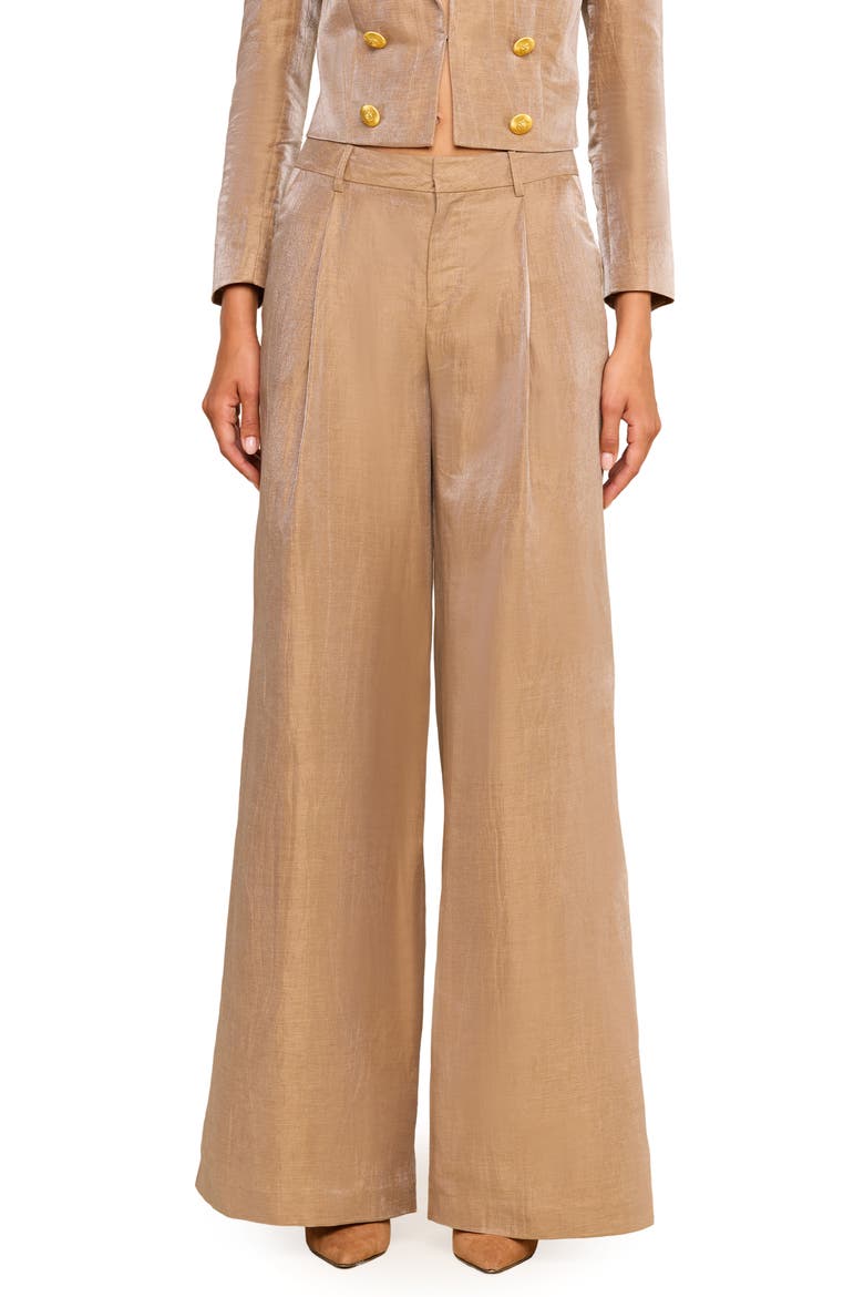 Allanah High Waist Wide Leg Trousers, Main, color, LATTE/ GOLD