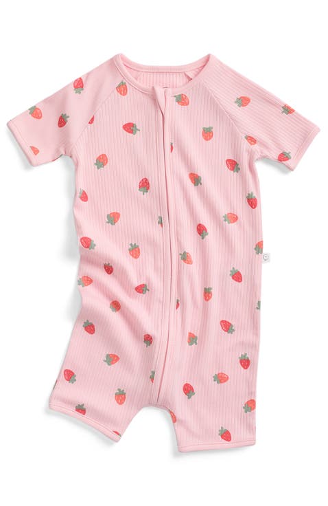 Printed Ribbed Summer Zip-Up Sleepsuit