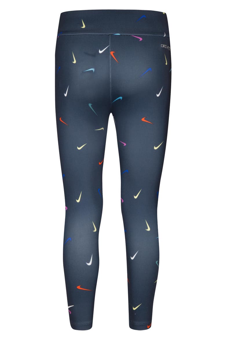 Kids' Swoosh Leggings, Alternate, color, OBSIDIAN