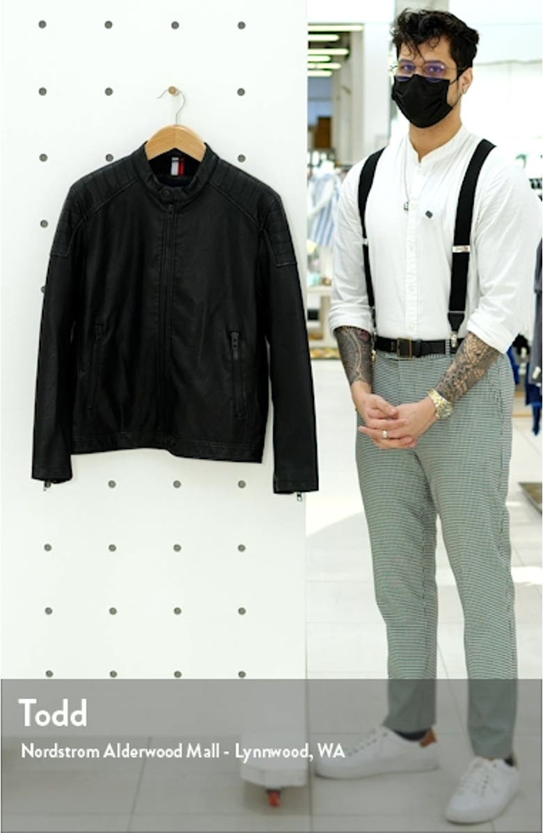 Quilted Detail Faux Leather Jacket, sales video thumbnail