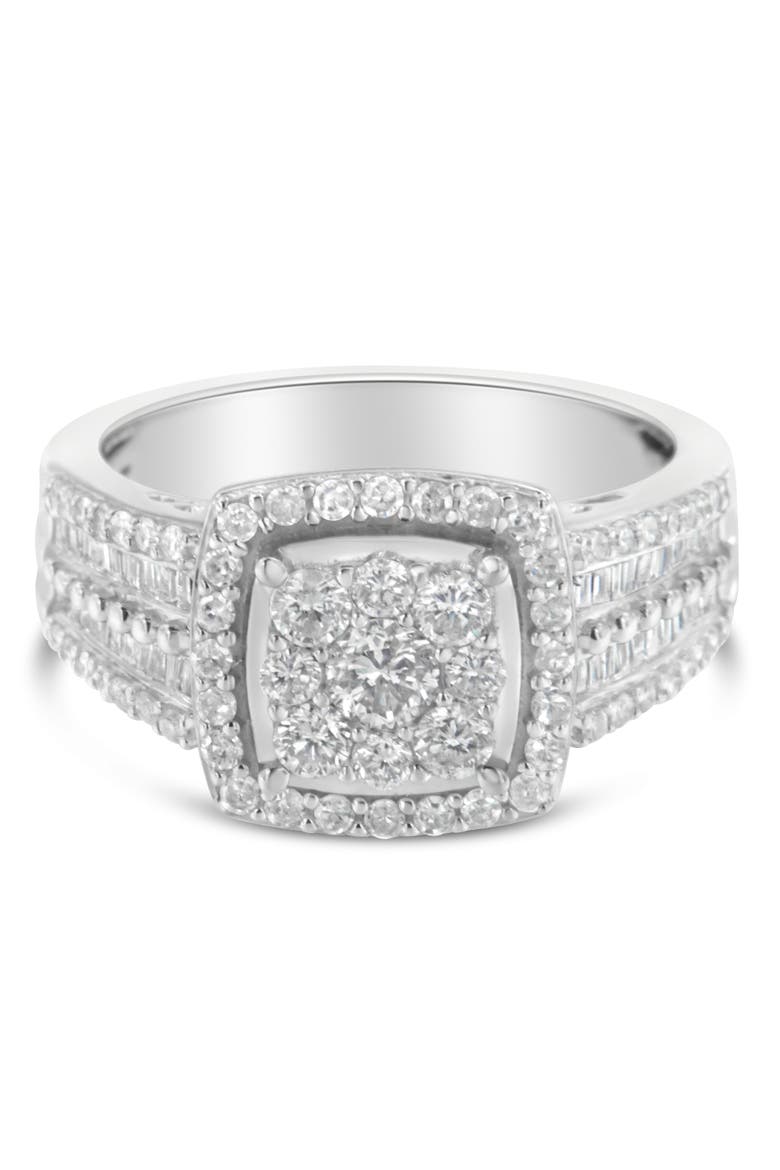10K White Gold 1.0 Cttw Diamond Halo Cluster Ring, Alternate, color, White Gold