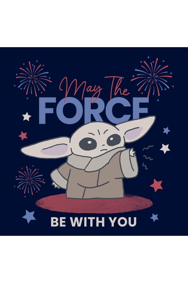 Boy's Star Wars The Mandalorian The Fireworks Be With You  Graphic T-Shirt, Alternate, color, Navy Blue