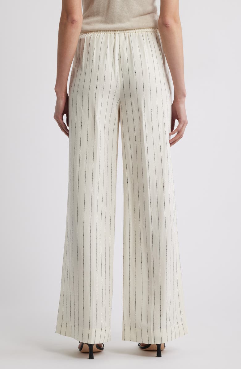 Nordstrom The Lennox Pinstripe Wide Leg Trousers, Alternate, color, Ivory- Black Pinstripe