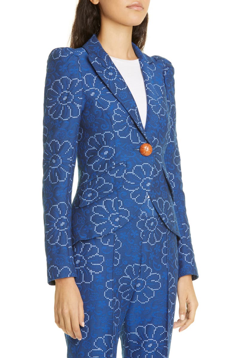 Smythe Abstract Floral Puff Sleeve Blazer, Alternate, color,
