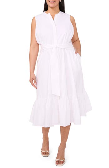 Halogen ® Tie Front Cotton Midi Sundress In White