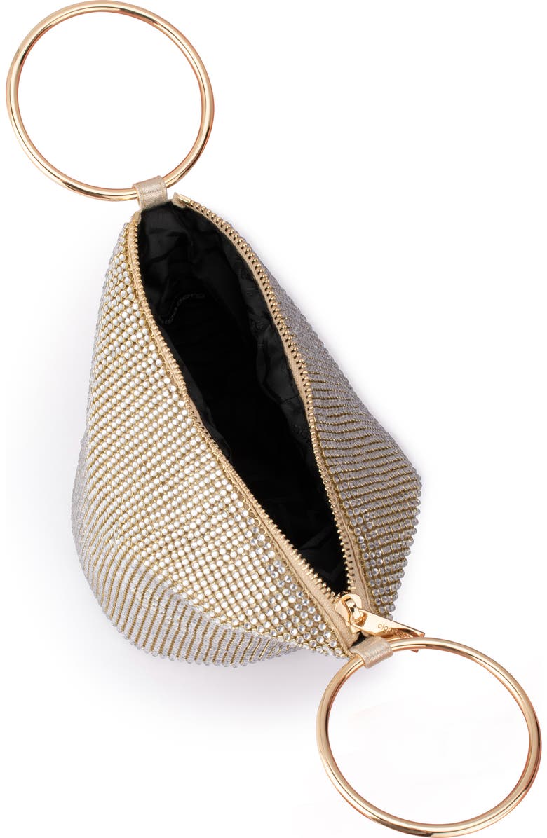Olga Berg Ellie Crystal Mesh Bag, Alternate, color, Champagne