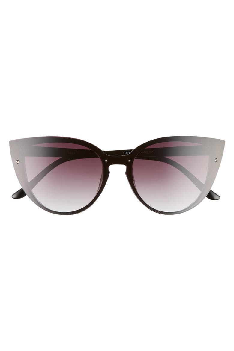 Flat Front 60mm Cat Eye Sunglasses, Alternate, color, BLACK