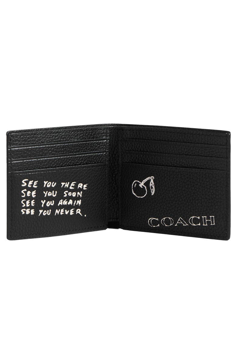 COACH Slim Sketch Print Leather Bifold Wallet, Alternate, color, 