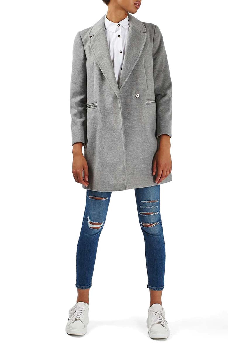 Topshop 'Meg' Zip Pocket Coat, Alternate, color, 
