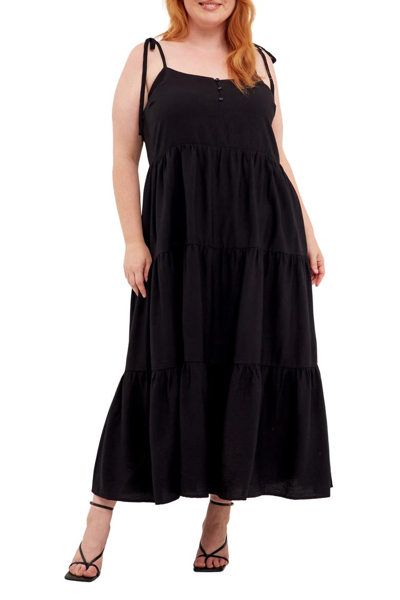 Tiered Maxi Dress, Main, color, BLACK