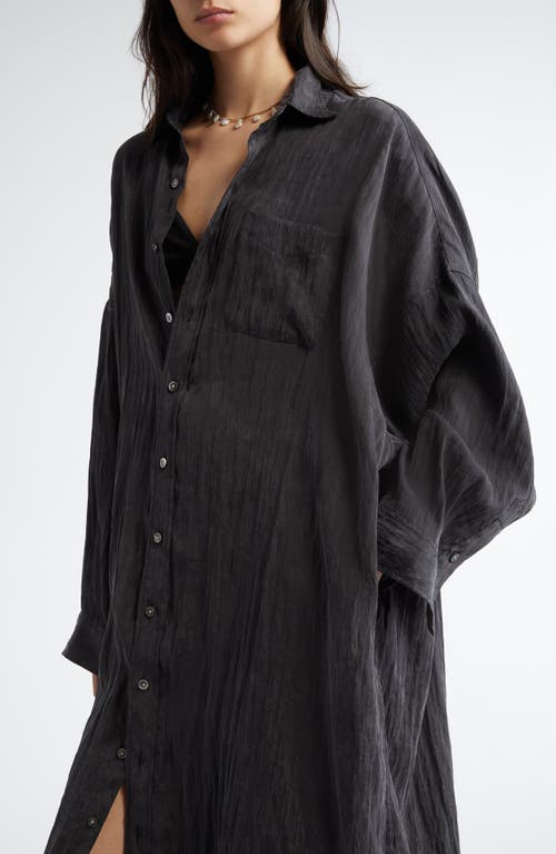 R13 Jumbo Long Sleeve Shirtdress In Black