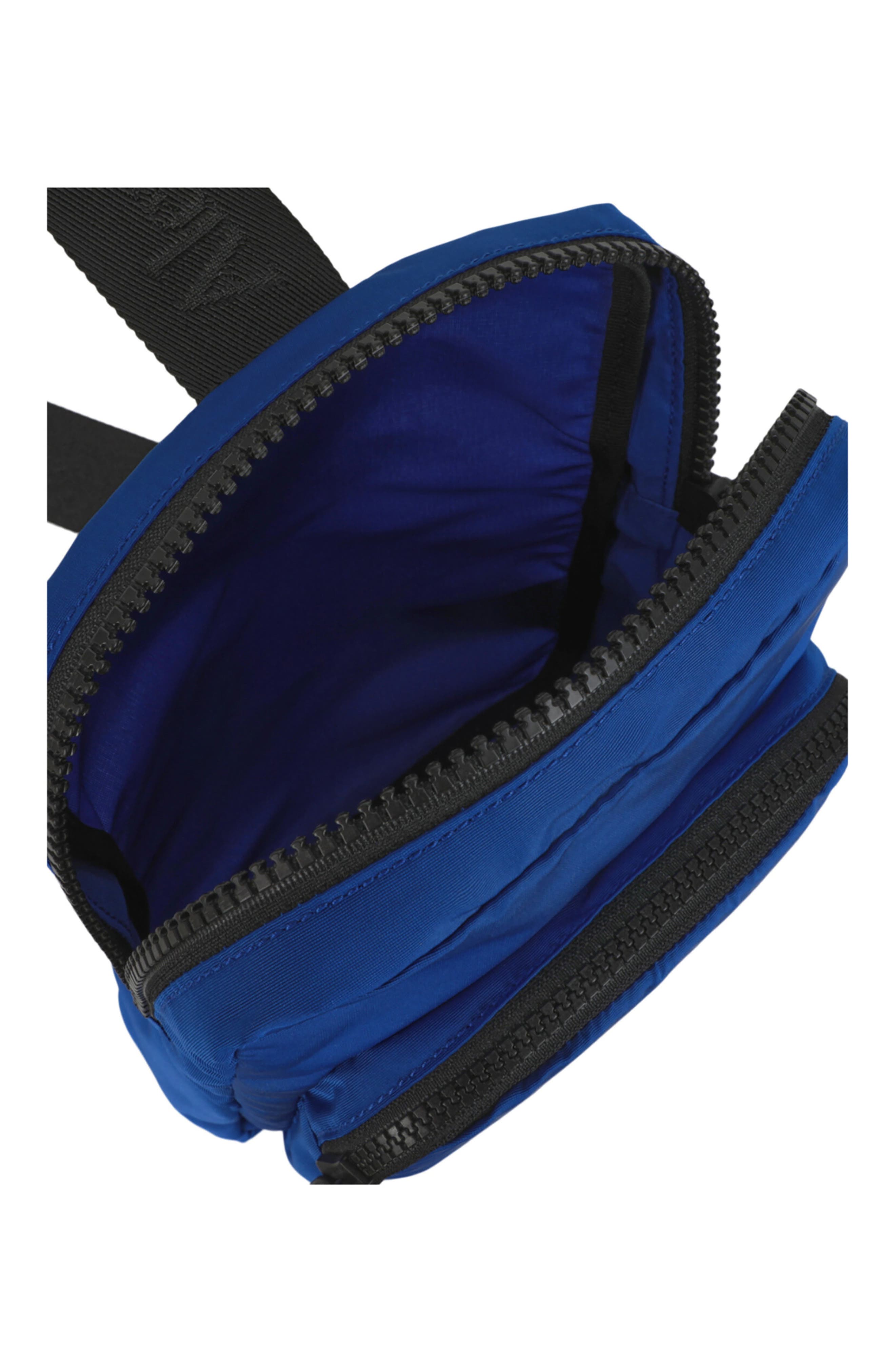 MCQ Logo Camera Crossbody Bag, Alternate, color, Blue Black