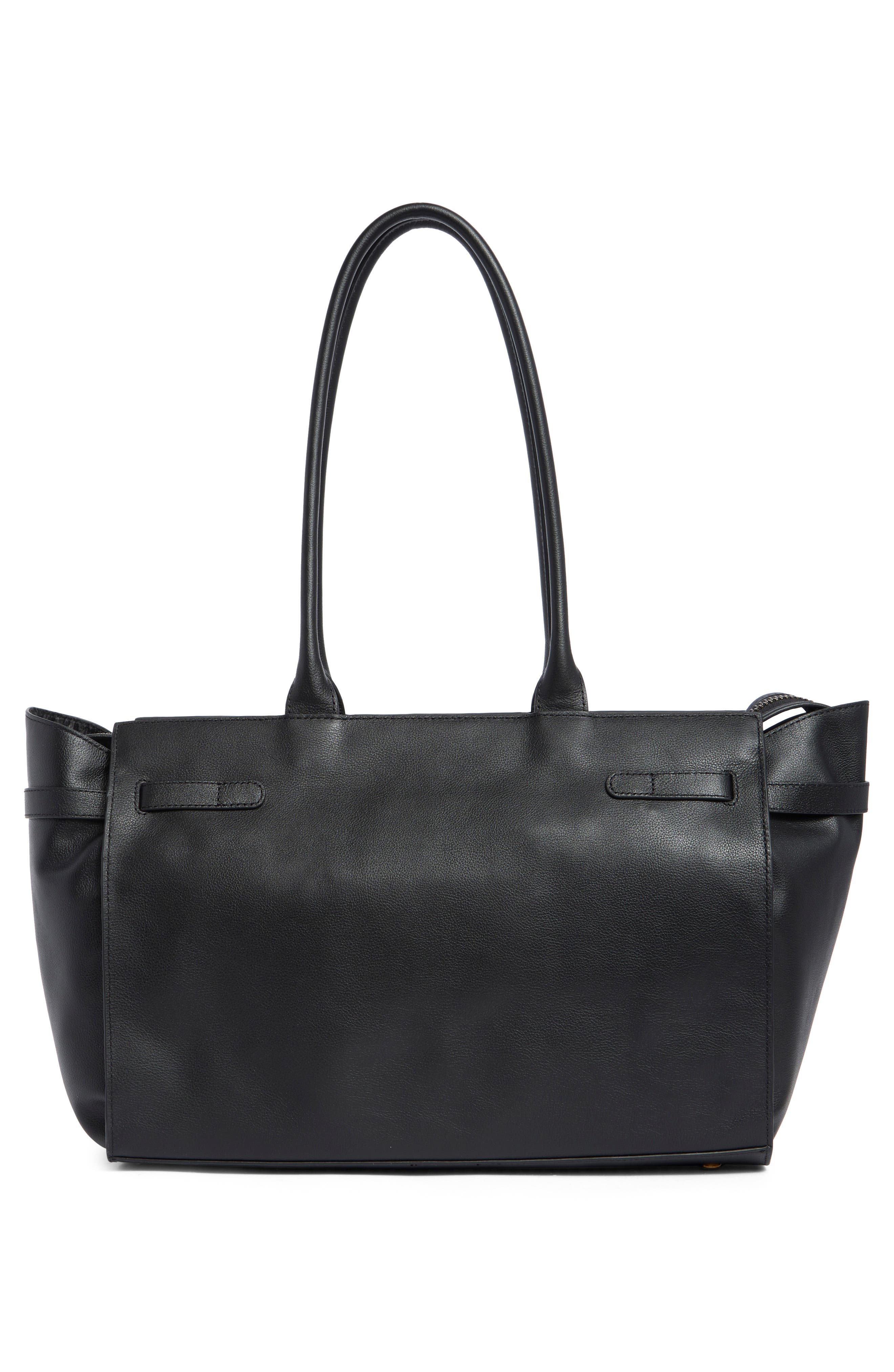 Kingsley Leather Shopper, Alternate, color, BLACK