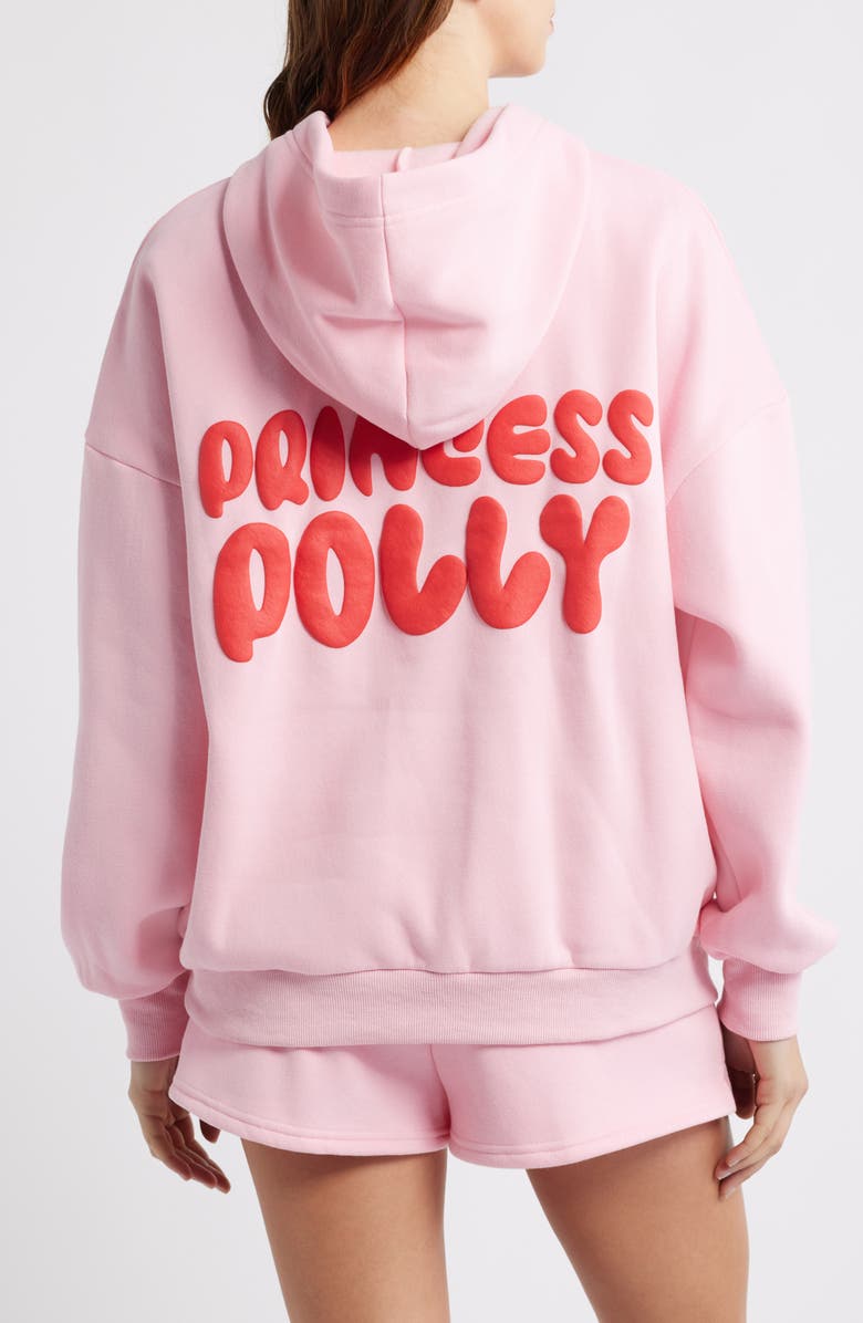 Princess Polly Puffy Logo Hoodie, Alternate, color, Pink