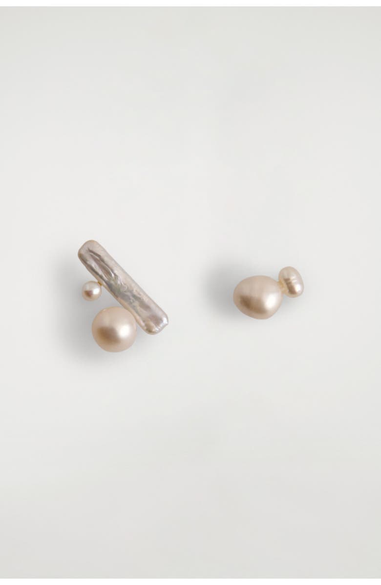 COS Mismatched Freshwater Pearl Stud Earrings, Main, color, 