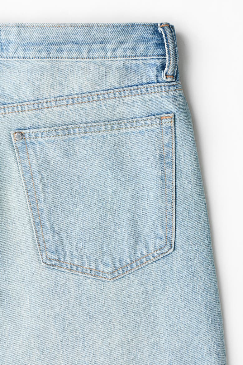 Baggy Twist-detail Denim Shorts, Alternate, color, Light denim blue