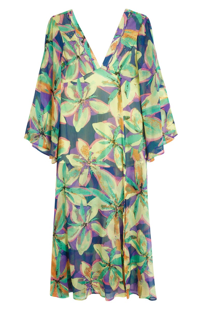 River Island Floral Embellished Flare Sleeve Beach Maxi Dress, Alternate, color, 