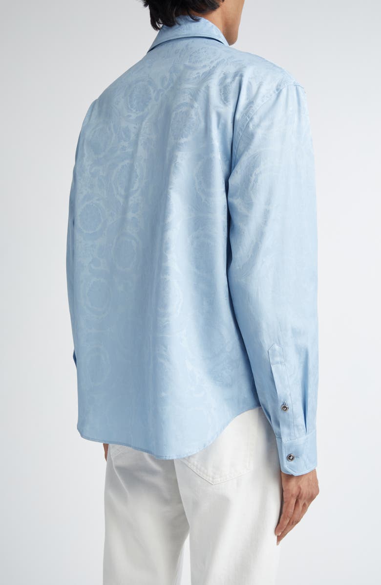 Versace Barocco Jacquard Button-Up Shirt, Alternate, color, 