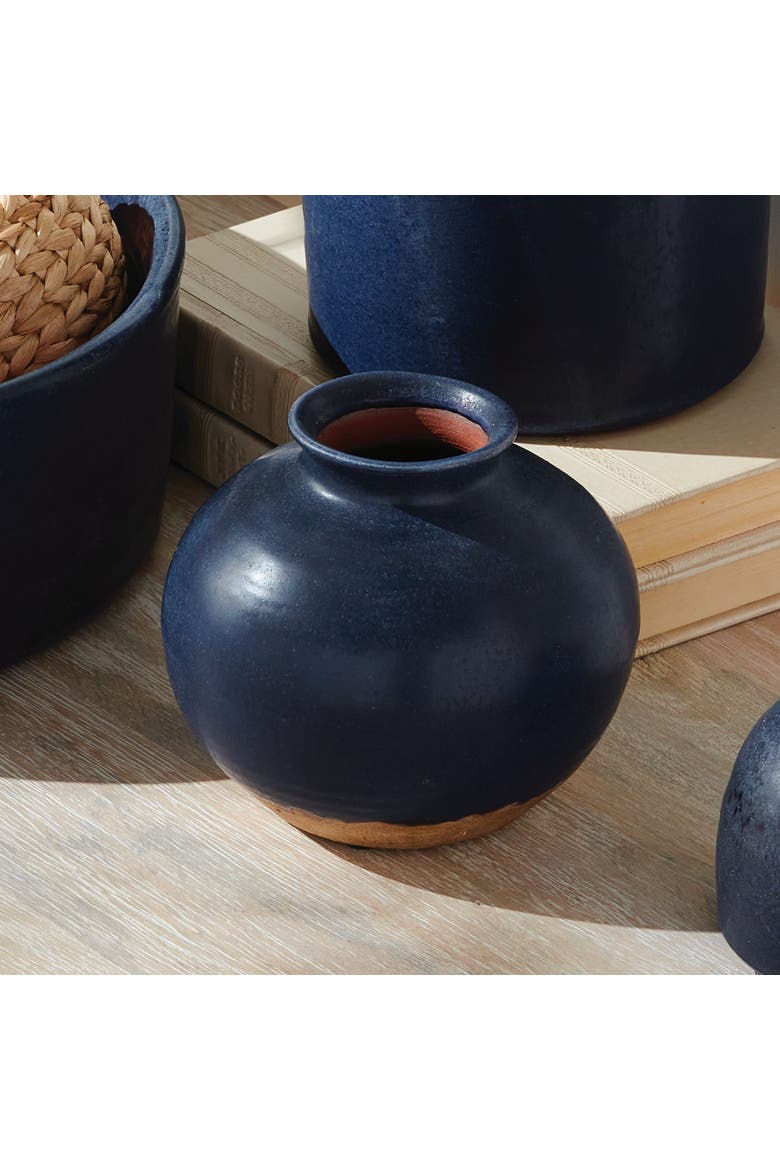 Gavin Bud Vases, Set of 3 - Navy Terracotta, Handcrafted, Alternate, color, Blue