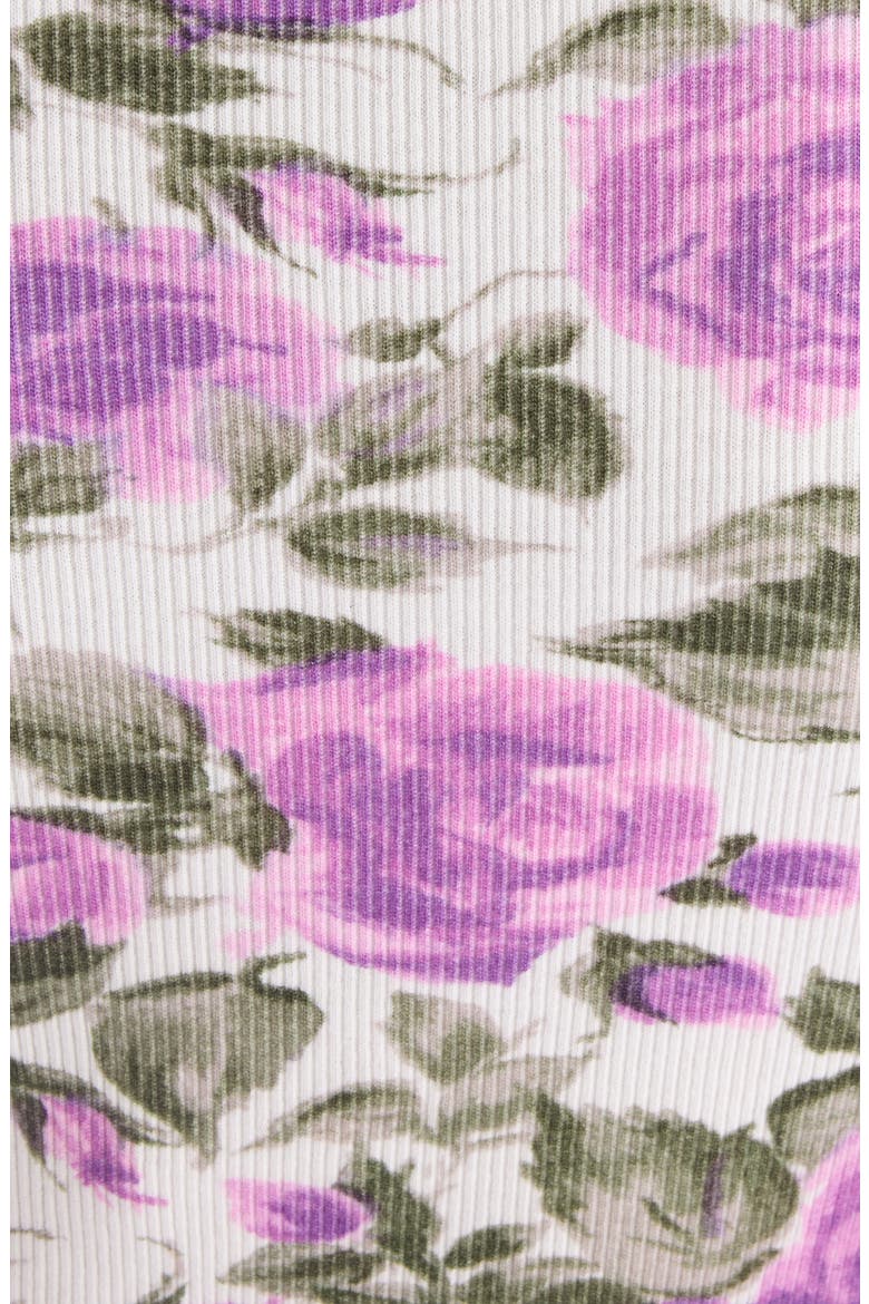 Rose Print Rib Jersey Henley, Alternate, color, WHITE - PURPLE