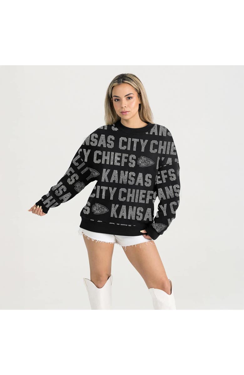 GAMEDAY COUTURE Women's Gameday Couture Black Kansas City Chiefs Relaxed Drop Shoulder Hype Era Rhinestone Text Sweatshirt, Alternate, color, 