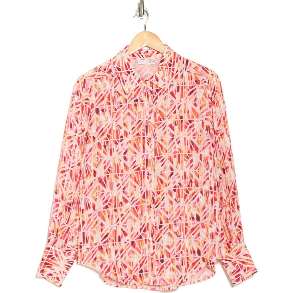 RAMY BROOK RAMY BROOK MELINA GEO PRINT LONG SLEEVE BUTTON-UP SHIRT