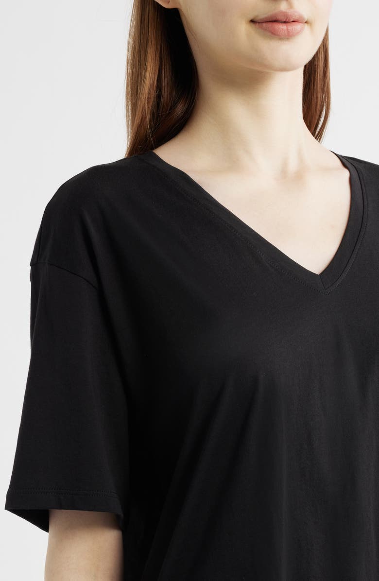 Eileen Fisher V-Neck Organic Cotton T-Shirt, Alternate, color, Black