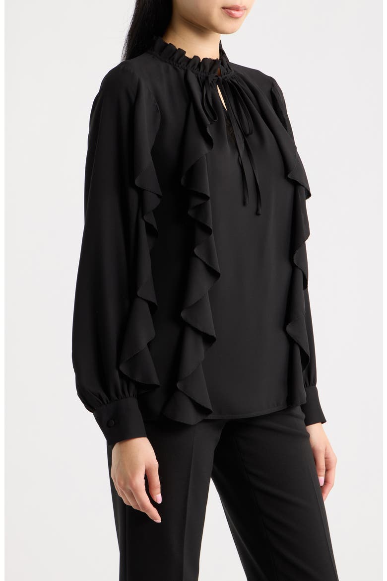 Keyhole Ruffle Top, Alternate, color, ANNE BLACK